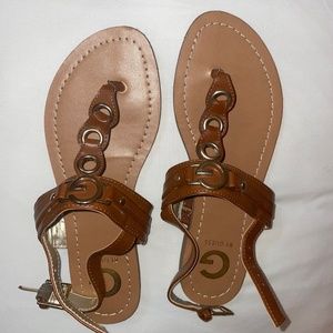 Women's G By Guess Black Flat Sling Back Thong Sandals